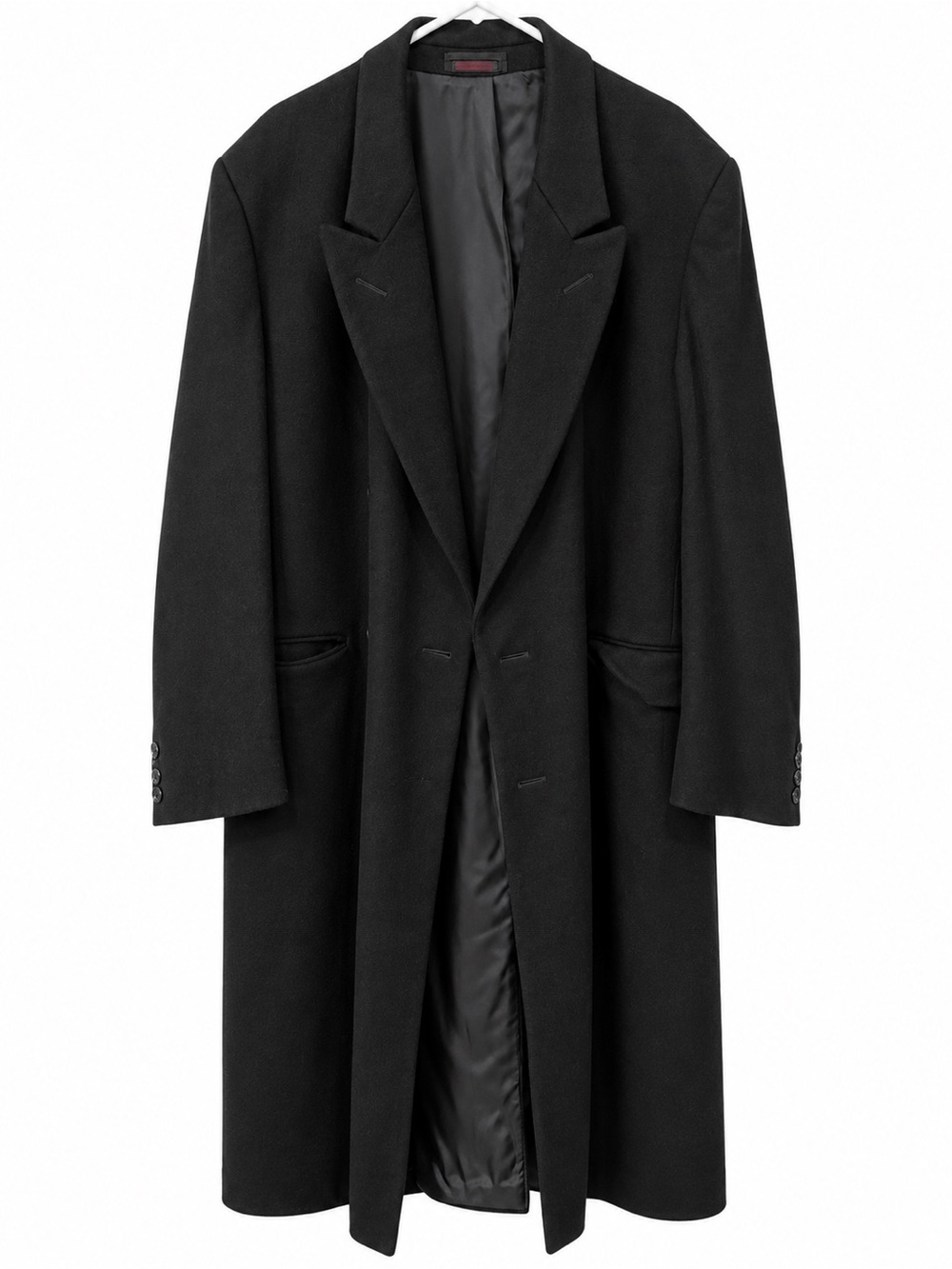Black Men's Overcoat - Classic Long Coat